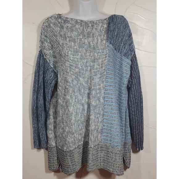Style & Co XXL Pullover Blue Colorblock Round Neck Tunic Top Sweater Min… - Picture 2 of 10